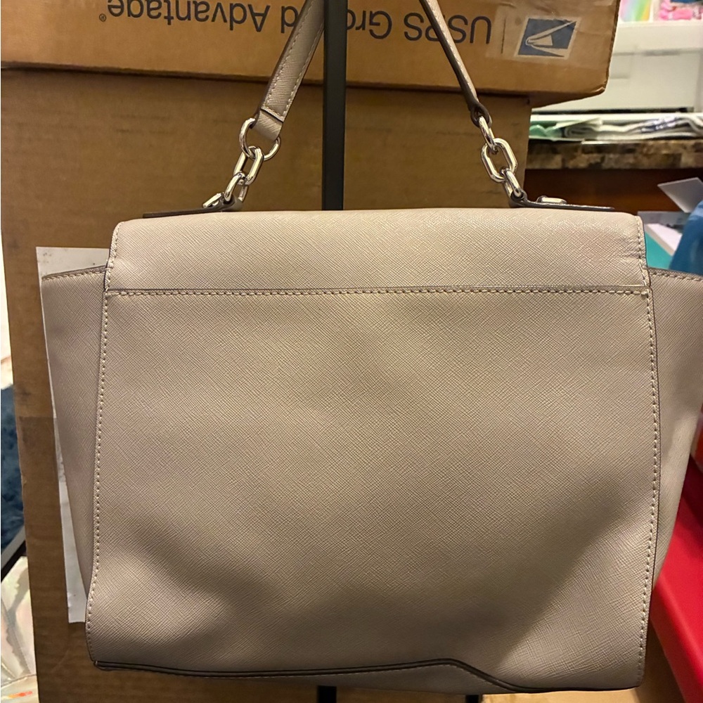 Michael Kors Brandi Top Handle Satchel Pearl Grey Silver - Picture 3 of 6